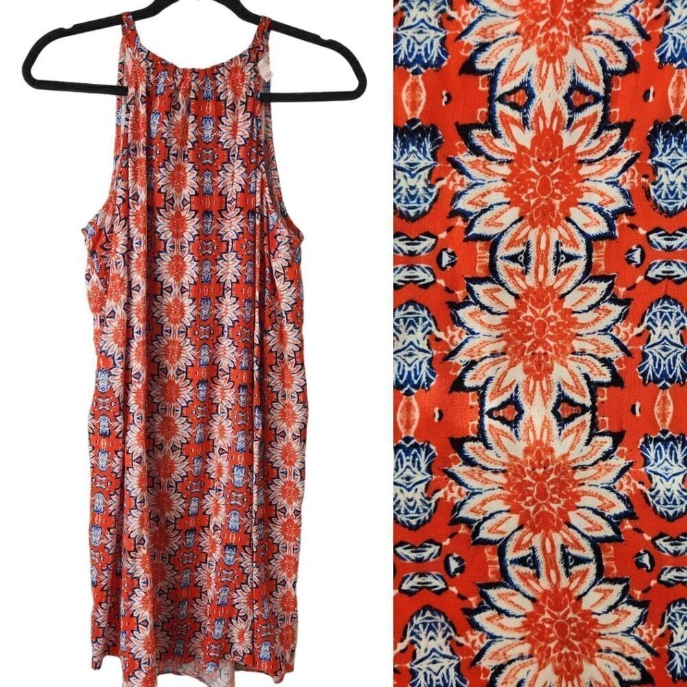 Nanette Lepore Sleeveless Choker Shift Dress Sunflower Geometric Print 6